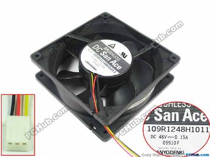 Picture of Sanyo Denki 109R1248H1011 Server - Square Fan 109R1248H1011, sq120x120x38, w150x3x3, 48V 0.15A