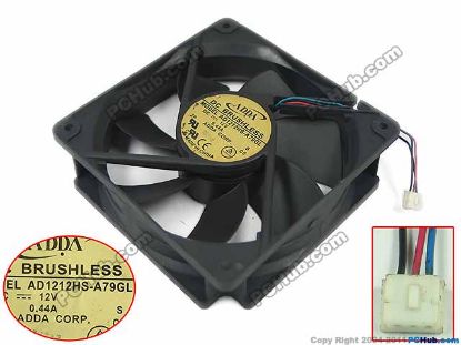Picture of ADDA AD1212HS-A79GL Server - Square Fan S, sq120x120x25, w40x3x3, 12V 0.44A