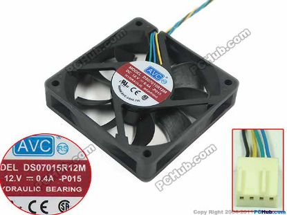 Picture of AVC DS07015R12M Server - Square Fan p015, sq70x70x15mm, 4-wire, 12V 0.40A,