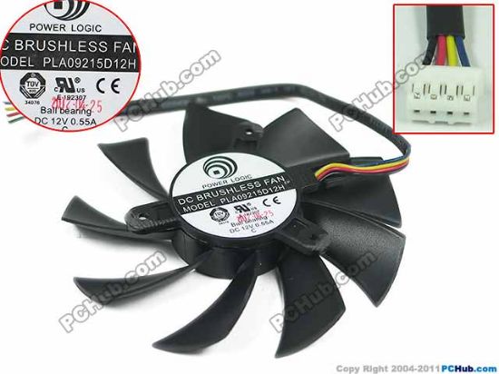 Picture of Power Logic PLA09215D12H Server - Frameless / GPU Fan DC 12V 0.55A, 4-wire