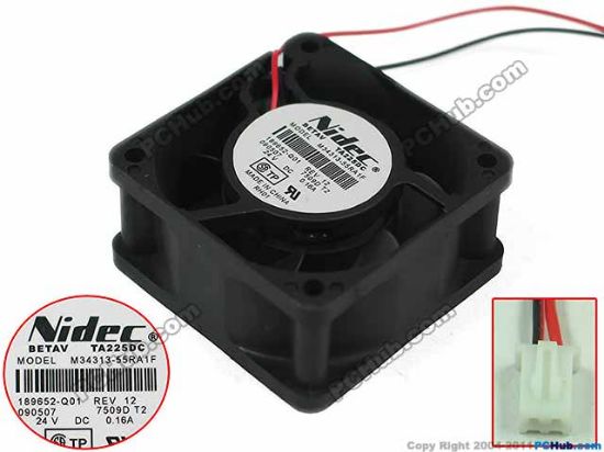 Picture of Nidec M34313-55RA1F Server - Square Fan T2, sq60x60x25mm, 2-wire, 24V 0.16A