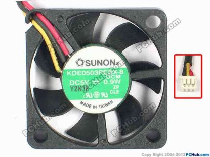 28905 SUNON KDE0503PEBX-8 Cooling Fan  (OCM), 5V 0.9W, Bare SUNON KDE0503PEBX-8 Cooling Fan  