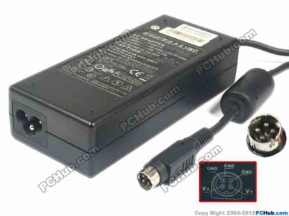 29395 EPS F10903-A AC Adapter- Laptop 19V 4.75A, 4-Pin Din, 3-Prong, New EPS F10903-A AC Adapter- Laptop <span id="ctl00_ContentPlaceHolder1_ItemDesc1_lblItemDescription">EPS (Electricity Power Source Inc.)&nbsp;<br />
AC Adapter Model: <font color="#444444" face="Verdana">F10903-A</font>
<div><br />
INPUT: 100-240V~ 1.2A, 50-60Hz<br />
OUTPUT: 19V 4.75A&nbsp;90W<br />
Fuse Rating: T3.15A/250V<br />
Connecter: 4-pin DIN<br />
<br />
<font color="#444444" face="Verdana">Dimensions: 132 x 55 x 28 mm<br />
<br />
*For use with Clevo 400A notebook series.<br />
<br />
**Please take note, 3 wire AC power cord not included.</font><br />
</div></span>