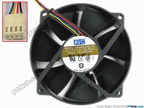56076 AVC DA09025B12U Server - Round Fan P002, dia95x95x25, w125x4x4, 12V 0.70A AVC DA09025B12U Server - Round Fan 