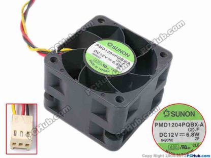 63527 SUNON PMD1204PQBX-A Server - Square Fan (2).F, sq40x28, w350x3x3, 12V 6.4W SUNON PMD1204PQBX-A Server - Square Fan 