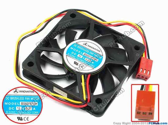 66805 Bi-Sonic BS601012H Server - Square Fan sq60x60x10, w200x3x3, 12V 0.21A Bi-Sonic BS601012H Server - Square Fan 