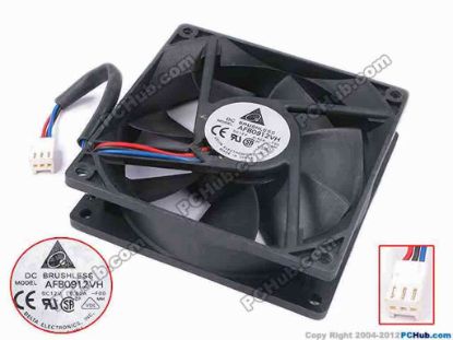 66968 Delta Electronics AFB0912VH Server - Square Fan -F00, sq92x92x25, w100x3x3, 12V 0.60A Delta Electronics AFB0912VH Server - Square Fan 