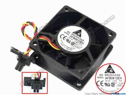 67057 Delta Electronics AFB0612EH Server - Square Fan -F00, sq60x60x25, w70x3x4, 12V 0.48A Delta Electronics AFB0612EH Server - Square Fan 