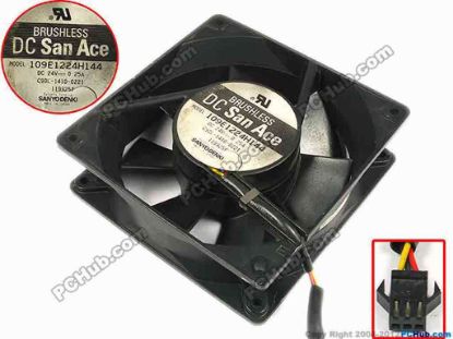67281 Sanyo Denki 109E1224H144 Server - Square Fan C90L-1410-0221, sq120x120x38, w160x3x3, 24V 0.25A Sanyo Denki 109E1224H144 Server - Square Fan 