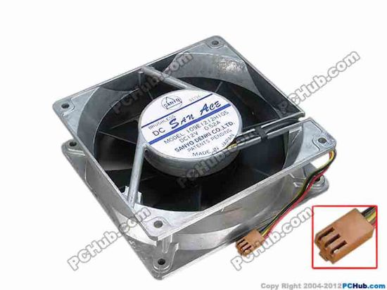67287 Sanyo Denki 109E1212H105 Server - Square Fan sq120x120x38, w115x3x3, 12V 0.52A Sanyo Denki 109E1212H105 Server - Square Fan 