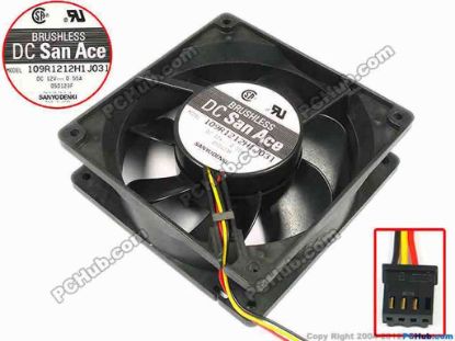 67302 Sanyo Denki 109R1212H1J031 Server - Square Fan sq120x120x38, w495x3x4, 12V 0.55A Sanyo Denki 109R1212H1J031 Server - Square Fan 