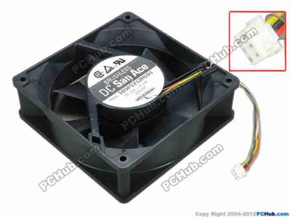 67309 Sanyo Denki 109P1212H101 Server - Square Fan sq120x120x38, w115X3x3, 12V 0.52A Sanyo Denki 109P1212H101 Server - Square Fan 