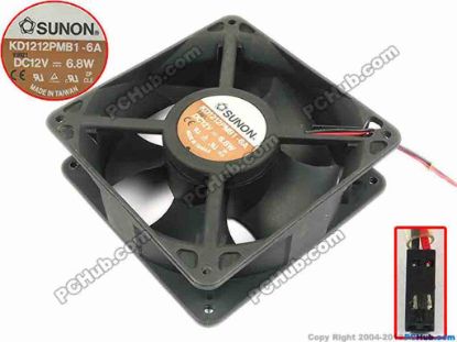67334 SUNON KD1212PMB1-6A Server - Square Fan sq120x120x38, w145x2x2, 12V 6.8W SUNON KD1212PMB1-6A Server - Square Fan 