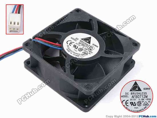 67555 Delta Electronics AFB0712M Server - Square Fan -5Y52, sq70x70x25, w100x3x3, 12V 0.18A Delta Electronics AFB0712M Server - Square Fan 