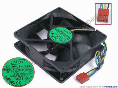 67596 ADDA AD0912UX-A7BGL Server - Square Fan ZD1, S, sq92x92x25, w150x4x4, 12V 0.50A ADDA AD0912UX-A7BGL Server - Square Fan 