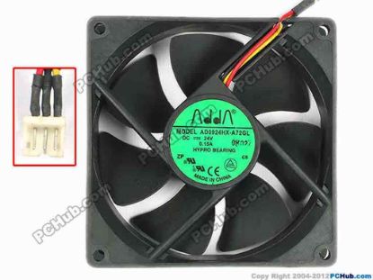 67617 ADDA AD0924HX-A72GL Server - Square Fan sq92x92x25, w25x3x3, 24V 0.15A ADDA AD0924HX-A72GL Server - Square Fan 