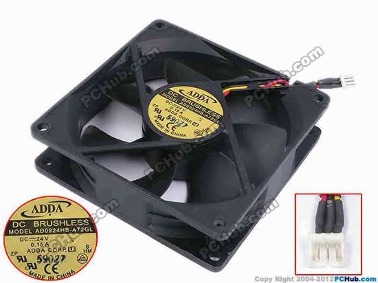 67630 ADDA AD0924HB-A72GL Server - Square Fan sq92x92x25, w25x3x3, 24V 0.15A ADDA AD0924HB-A72GL Server - Square Fan 