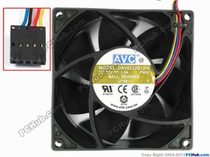 67632 AVC DA09232B12H Server - Square Fan P400, U7581,sq92x32, w150x4x5, 12V 1.0A AVC DA09232B12H Server - Square Fan 