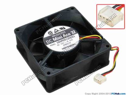 67634 Sanyo Denki 109P0912H201 Server - Square Fan sq92x92x32, w85x3x4, 12V 0.31A Sanyo Denki 109P0912H201 Server - Square Fan 