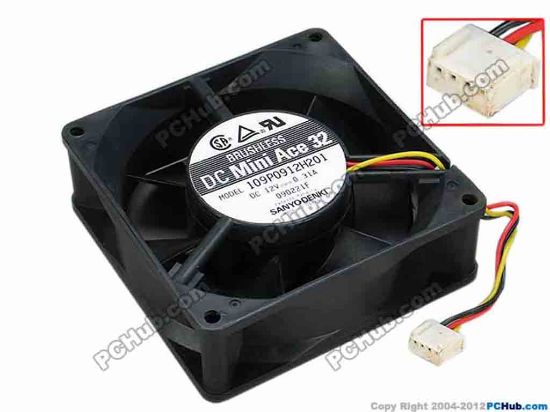 67634 Sanyo Denki 109P0912H201 Server - Square Fan sq92x92x32, w85x3x4, 12V 0.31A Sanyo Denki 109P0912H201 Server - Square Fan 