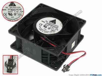 67659 Delta Electronics PFB0924GHE Server - Square Fan -5L3N, sq92x92x38, w75x2x2, 24V 0.76A Delta Electronics PFB0924GHE Server - Square Fan
