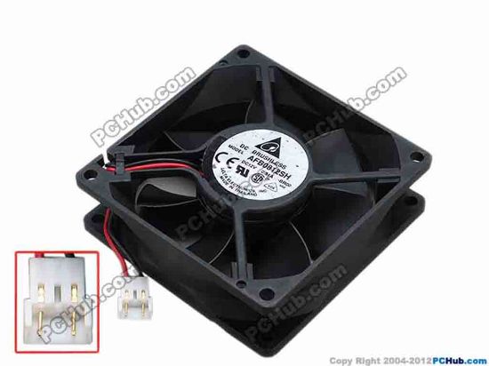 67702 Delta Electronics AFB0812SH Server - Square Fan -BR00, sq80x80x25, w60x2x3, 12V 0.51A Delta Electronics AFB0812SH Server - Square Fan 