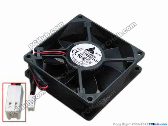 67711 Delta Electronics AFB0812VH Server - Square Fan sq80x80x25, w130x2x2, 12V 0.41A Delta Electronics AFB0812VH Server - Square Fan 