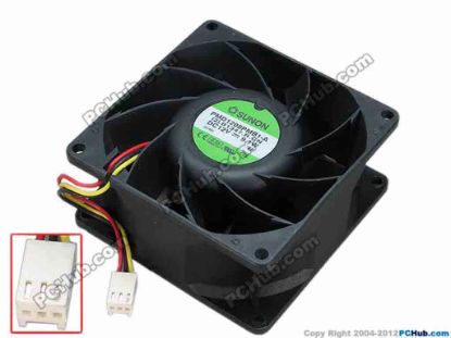 67741 SUNON PMD1208PMB1-A Server - Square Fan (2).B1347.R.GN, sq80x80x38, w75x3x3, 12V 9.1W SUNON PMD1208PMB1-A Server - Square Fan 