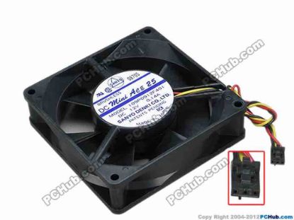 67782 Sanyo Denki 109P0912F401 Server - Square Fan sq92x92x25, w130x3x3, 12V 0.14A Sanyo Denki 109P0912F401 Server - Square Fan 
