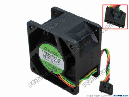 68112 SUNON PMD1206PMB3-A Server - Square Fan (2).B938.F.GN, 60x60x38, w105x4x5, 12V 5.2W SUNON PMD1206PMB3-A Server - Square Fan 