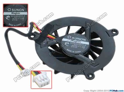 69025 SUNON GC054509VH-A Cooling Fan  B2557.13.V1.F.GN, dia53x11, w70x3x3, 1.8W, Bare Fa SUNON GC054509VH-A Cooling Fan  