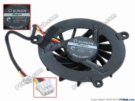 69025 SUNON GC054509VH-A Cooling Fan  B2557.13.V1.F.GN, dia53x11, w70x3x3, 1.8W, Bare Fa SUNON GC054509VH-A Cooling Fan  