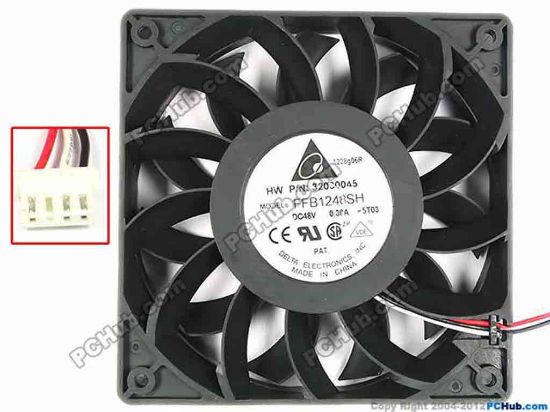 70265 Delta Electronics FFB1248SH Server - Square Fan -5T03, sq120x120x25, w295x3x4, 48V 0.30A Delta Electronics FFB1248SH Server - Square Fan 