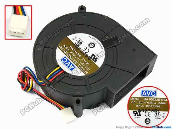 70326 AVC BA10033B12M Server - Blower Fan P006, bw97x94x33, w160x4x4, 12V 0.99A AVC BA10033B12M Server - Blower Fan 