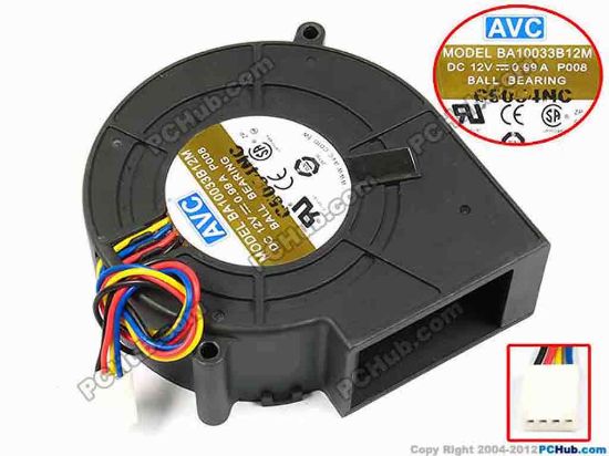70327 AVC BA10033B12M Server - Blower Fan P008, bw97x94x33, w160x4x4, 12V 0.99A AVC BA10033B12M Server - Blower Fan 