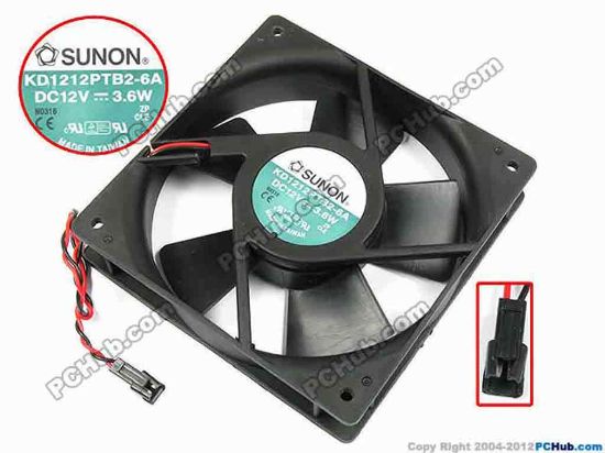 70333 SUNON KD1212PTB2-6A Server - Square Fan sq120x120x25, w200x2x2, 12V 3.6W SUNON KD1212PTB2-6A Server - Square Fan 