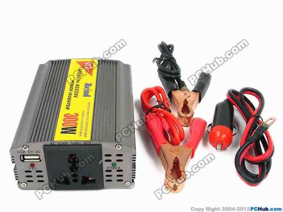 70474 Mcind Power Inverter DC Power Inverter Inverter, C300, 300W, US/EU/UK Socket, Silver Mcind Power Inverter DC Power Inverter <span id="ctl00_ContentPlaceHolder1_ItemDesc1_lblItemDescription"><strong>Convert DC 12V provided by the automobile into AC 220V that power any electric equipments with power input AC 220V Max. 300W<br />
</strong>With USB port output DC 5V 1A, charging Laptops, iPod, iPhones, Cellular Phones, MP3/4 Players, Shavers and many others
<p>&nbsp;</p>
<p><strong>Features:</strong></p>
<ul>
    <li>Material- Case of the adapter is made of aluminum alloy that serve as heatsink </li>
    <li>Built-in ventilation fan </li>
    <li>LED indicator: power on. </li>
    <li>Automatic short circuit shut-off. </li>
    <li>Automatic Overload protection &gt; 200W </li>
    <li>Automatic Overhead protection &gt; 60 degree C </li>
    <li>Max. 100W Watts Continuous Power output </li>
    <li>Surge capacity 600 watts </li>
    <li>Fuse protection: 1 x 40A fuse </li>
</ul>
<p>&nbsp;</p>
<ul>
    <li>Input: DC 9V - 14V </li>
    <li>Output: AC 220V 50Hz Max. 300W. </li>
    <li>Output: USB DC 5V 1.0A </li>
    <li>Output Socket: US, EU, AU and UK (13A and 15A plug) multi socket </li>
</ul>
</span>