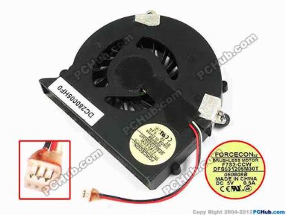 70510 Forcecon DFS531205M30T Cooling Fan  F7S2-CCW, bw75x70x12, w65x3x3, 5V 0.5A, Bare Fan Forcecon DFS531205M30T Cooling Fan  