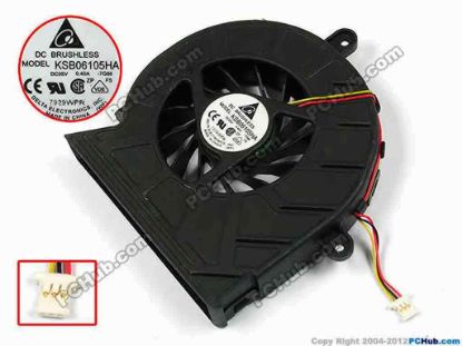 70574 Delta Electronics KSB06105HA Cooling Fan  -7G86, bw80X80X15, w30x3x3, 5V 0.40A, Bare Fan Delta Electronics KSB06105HA Cooling Fan  