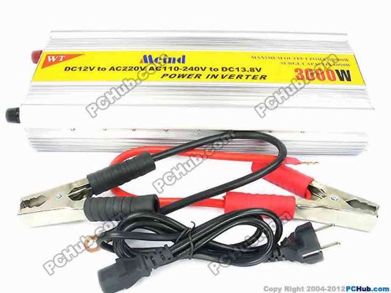 70657 Mcind Power Inverter DC Power Inverter Inverter, CH-3000W, Multi Socket, Silver Mcind Power Inverter DC Power Inverter <ul>    
<li>Convert DC 12V provided by the automobile into AC 220V that power any electric equipments with power input AC 220V Max. 3000W </li>    
<li>Covert AC 100-240V to DC 13.8V that charge the 12V DC battery or power any electiic appliances that consume DC 12V </li></ul>
<p>&nbsp;</p>
<p><strong>Features:</strong></p>
<ul>    
<li>Material- Case of the inverter is made of aluminum alloy that serve as heatsink </li>    
<li>Built-in ventilation fans </li>    
<li>LED indicator: power on. </li>    
<li>Automatic short circuit shut-off. </li>    
<li>Automatic Overload protection &gt; 3000W </li>    
<li>Max. 3000W Watts Continuous Power output </li>    
<li>Surge capacity 6000 watts </li>    
<li>Fuse protection:&nbsp;Built in&nbsp; </li>    
<li>Input: DC 11V - 14V&nbsp; and output AC 220V 3000W </li>    
<li>Input AC 110-240V and Output: DC13.8V Max. 3000W. </li>    
<li>Output Socket: multi socket-&nbsp;Aplicable US, EU, AU and UK (13A and 15A plug) </li></ul>