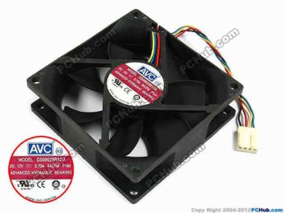 70660 AVC DS08025R12U Server - Square Fan P140, sq80x80x25, w115x4x4, 12V 0.70A AVC DS08025R12U Server - Square Fan 