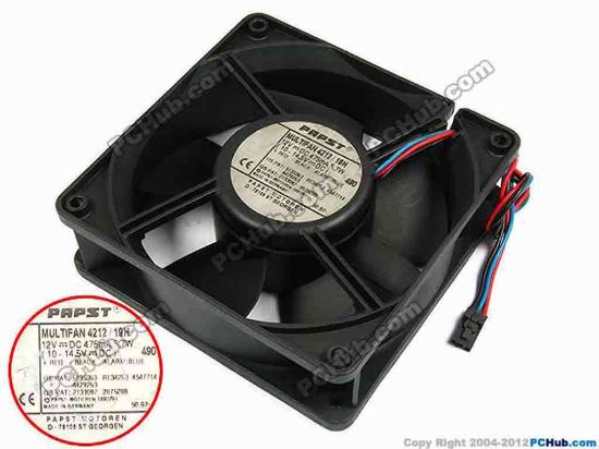 70812 ebm-papst MULTIFAN 4212 / 19H Server - Square Fan MULTIFAN4212/19H, sq120x120x38, w240x3x3, 12V 5.7W ebm-papst MULTIFAN 4212 / 19H Server - Square Fan 