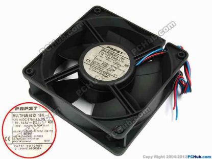 70813 ebm-papst MULTIFAN 4212 / 19H Server - Square Fan MULTIFAN4212/19H, sq120x120x38, 3-wire, 12V 5.7W ebm-papst MULTIFAN 4212 / 19H Server - Square Fan 