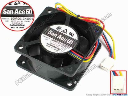 70817 Sanyo Denki 109R0612M4091 Server - Square Fan sq60x60x25, w585x3x3, 12V 0.06A Sanyo Denki 109R0612M4091 Server - Square Fan 