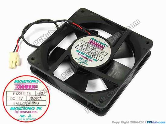 70822 MECHATRONICS E1225E12B Server - Square Fan sq120x120x25, w250x2x2, 12V 0.580A MECHATRONICS E1225E12B Server - Square Fan 