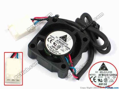 70824 Delta Electronics AFB02512HHA Server - Square Fan -F00, sq25x25x10, w150x3x3, 12V 0.12A Delta Electronics AFB02512HHA Server - Square Fan 