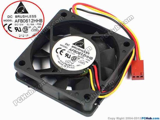 70828 Delta Electronics AFB0612HHB Server - Square Fan -F00, sq60x60x15, w185x3x3, 12V 0.18A Delta Electronics AFB0612HHB Server - Square Fan