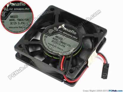 70829 Panasonic FBA06T12H Server - Square Fan sq60x60x15mm, 2-wire, 12V 0.21A Panasonic FBA06T12H Server - Square Fan 