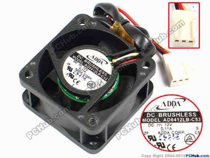 70836 ADDA AD0412LB-C53 Server - Square Fan S, sq40x40x20, w215x3x3, 12V 0.11A ADDA AD0412LB-C53 Server - Square Fan 