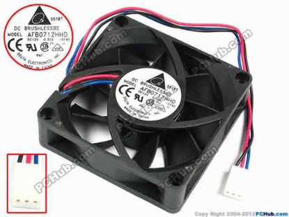 70947 Delta Electronics AFB0712HHD Server - Square Fan -SY45, sq70x70x20, w200x3x3, 12V 0.30A Delta Electronics AFB0712HHD Server - Square Fan 